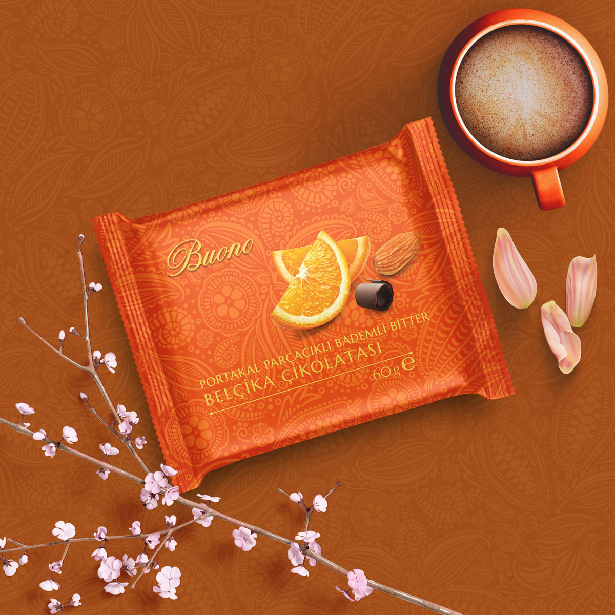 buono belgium chocolate almond bitter with orange particles