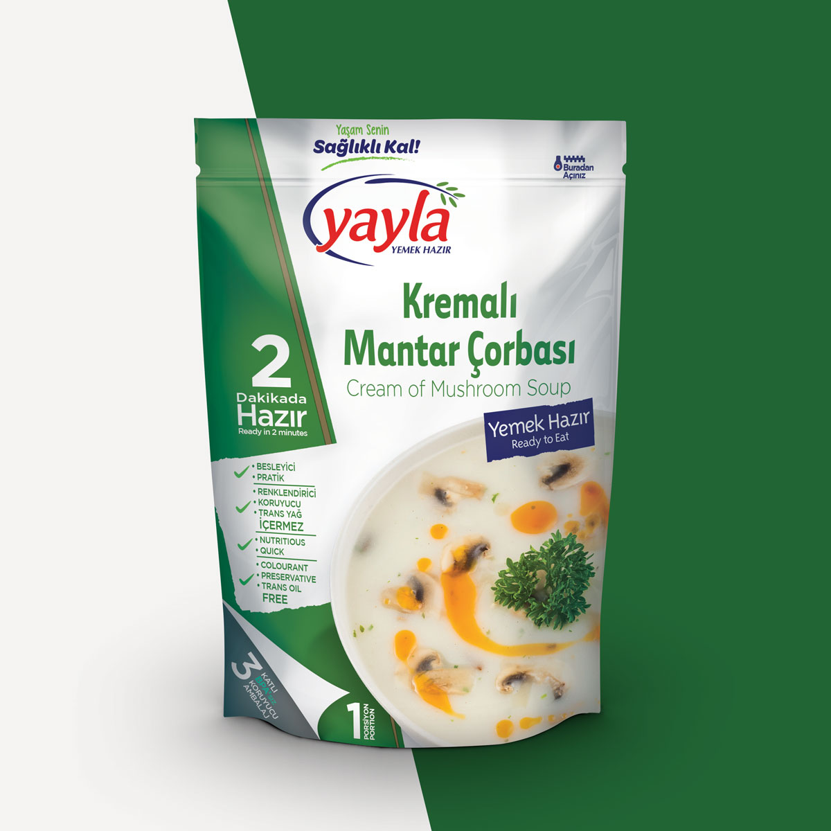 yayla cream of mushroom soup package design