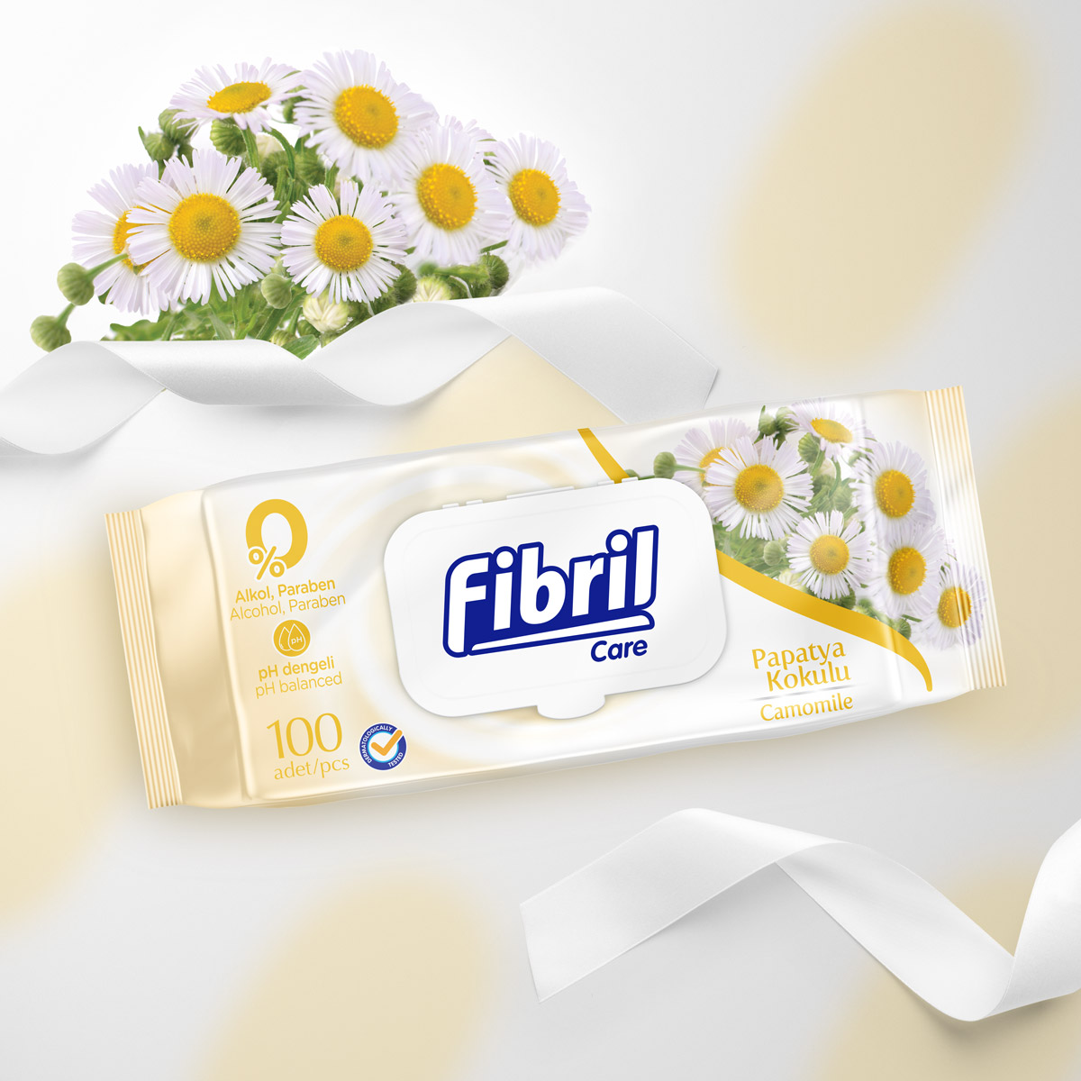 Fibril camomile wet wipes with 100 pieces