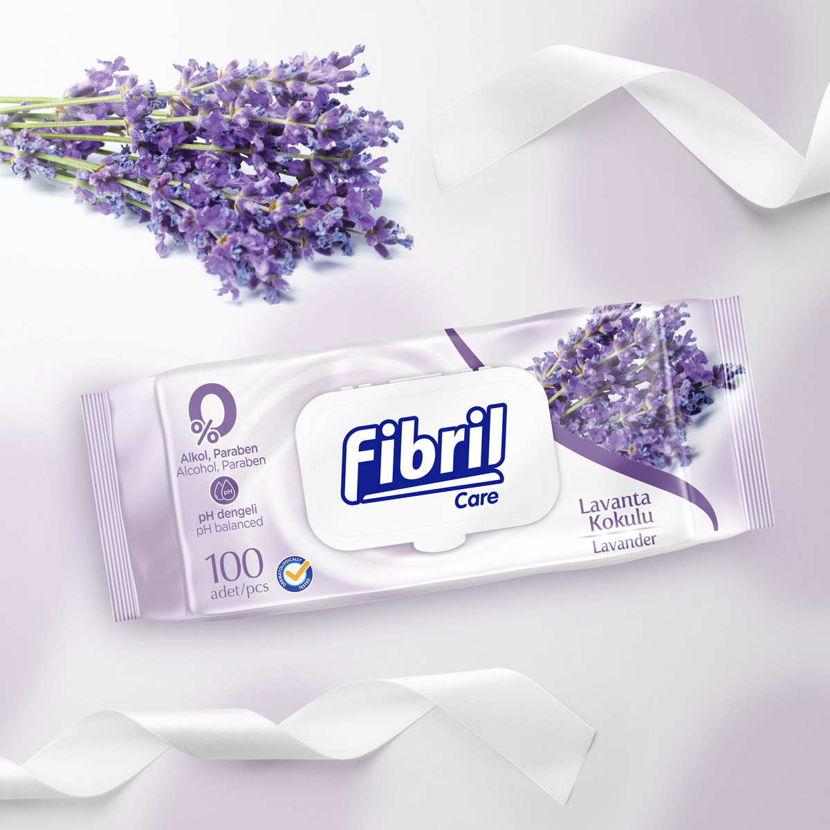 Fibril lavander wet wipes with 100 pieces