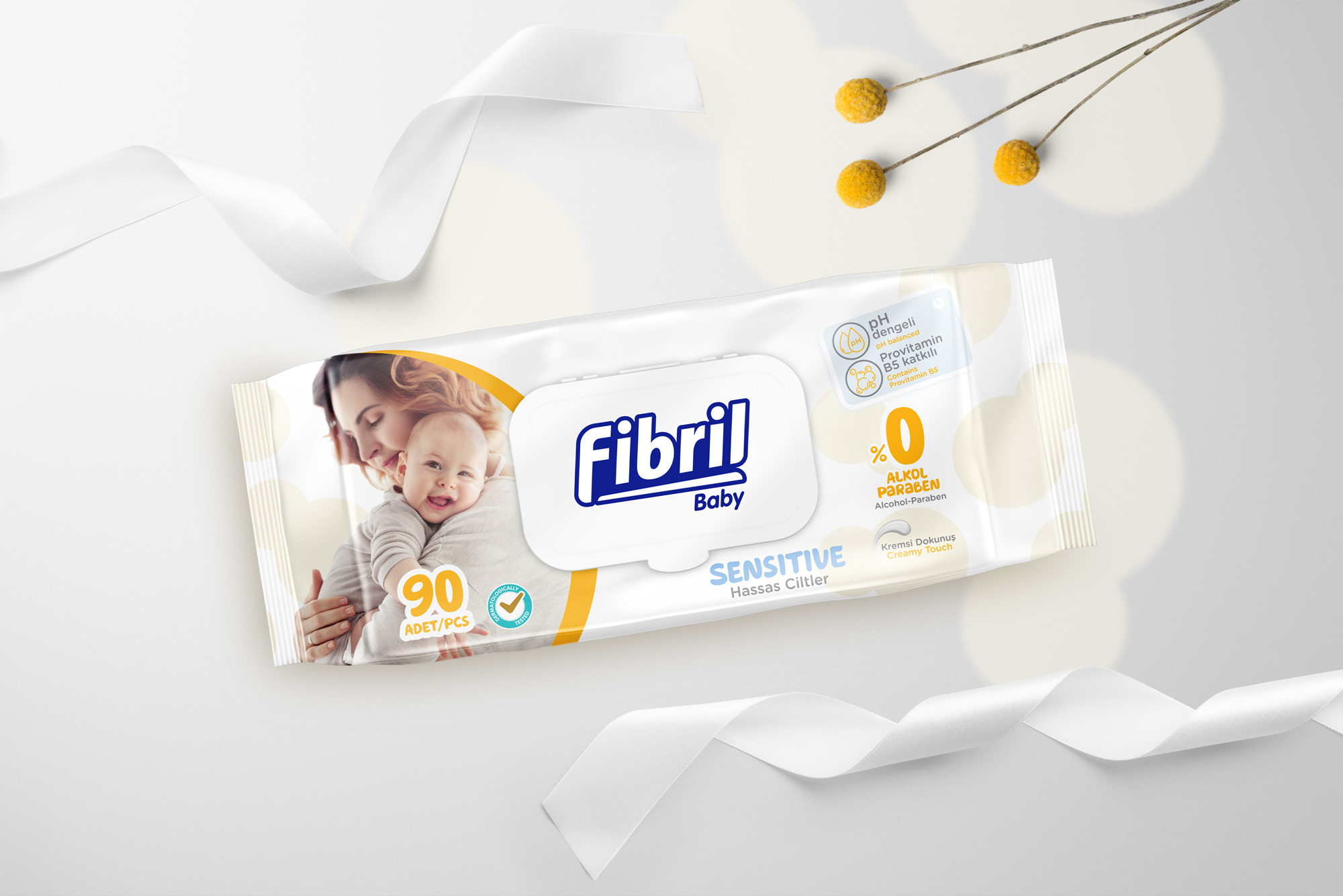 Fibril sensitive wet wipes with 100 pieces banner