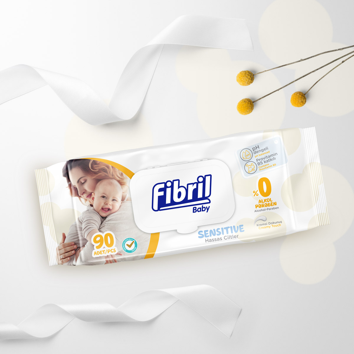 Fibril sensitive wet wipes with 100 pieces