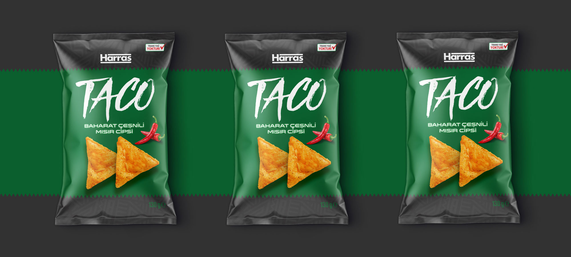 Harras Taco chips package design banner
