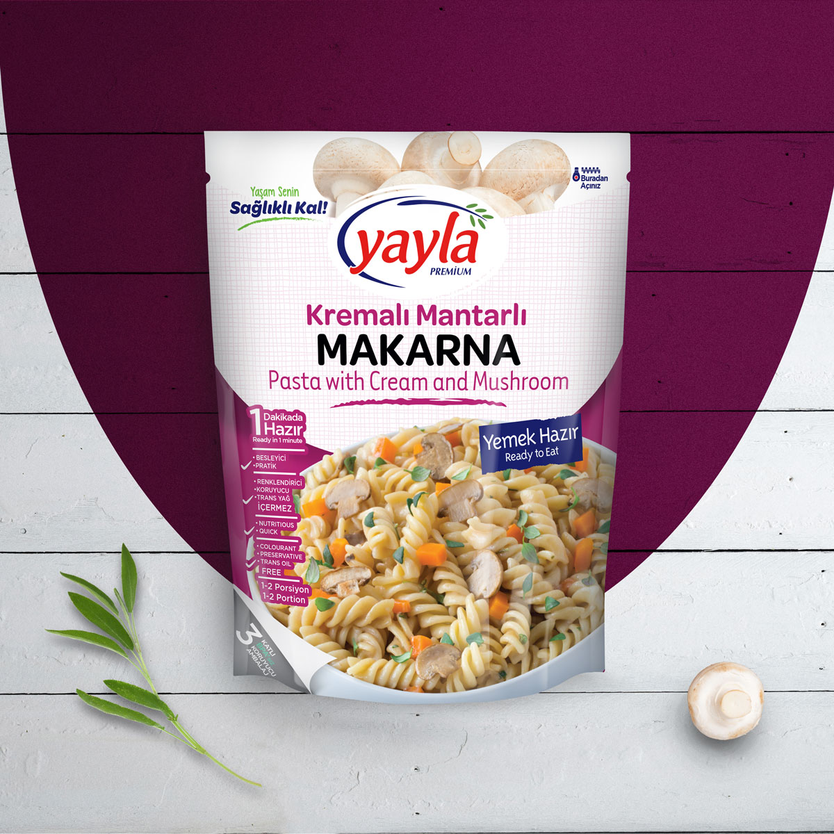 pasta with cream and mushroom package design